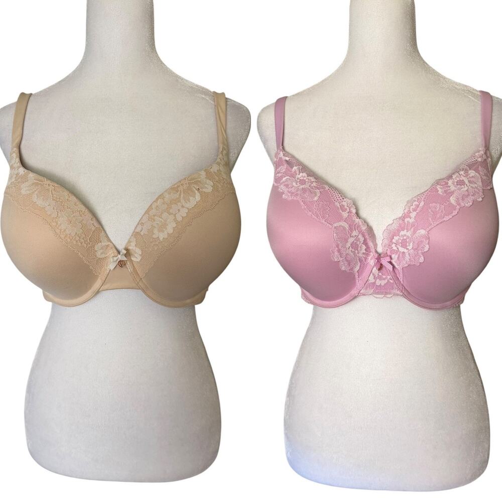 Set of 2 Victoria's Secret 34DDD Perfect Shape Bra Body By Victoria Lace Trim